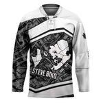 Steve Biko Hockey Jersey with Monochrome Portrait, Ideas Do Not Die Quote - African Pride