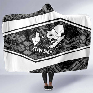 Steve Biko Hooded Blanket with Monochrome Portrait, Ideas Do Not Die Quote - African Pride