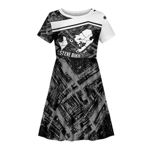 Steve Biko Kid Short Sleeve Dress with Monochrome Portrait, Ideas Do Not Die Quote - African Pride