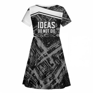 Steve Biko Kid Short Sleeve Dress with Monochrome Portrait, Ideas Do Not Die Quote - African Pride