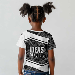 Steve Biko Kid T shirt with Monochrome Portrait, Ideas Do Not Die Quote - African Pride