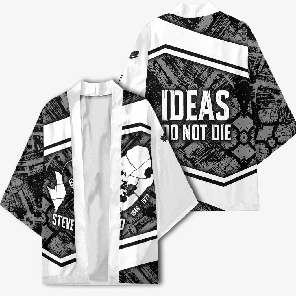 Steve Biko Kimono with Monochrome Portrait, Ideas Do Not Die Quote - African Pride
