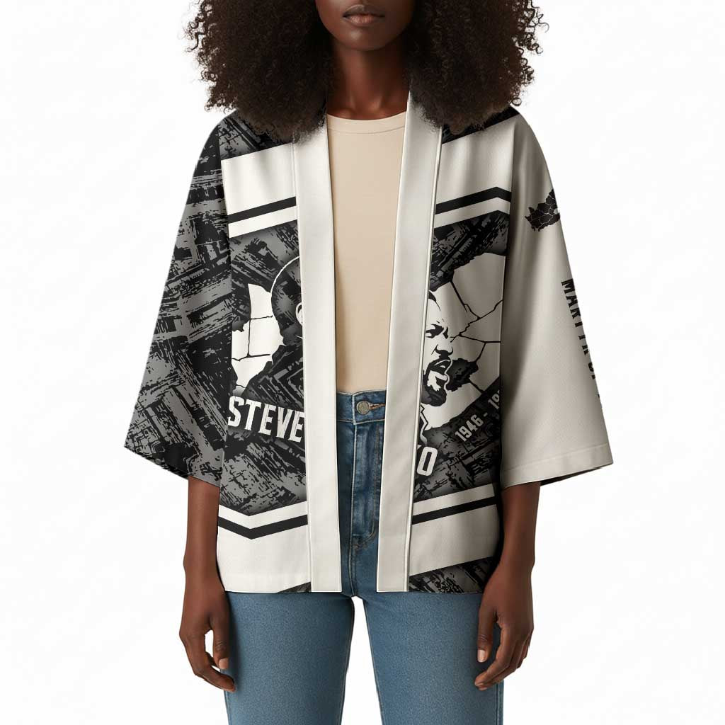 Steve Biko Kimono with Monochrome Portrait, Ideas Do Not Die Quote - African Pride
