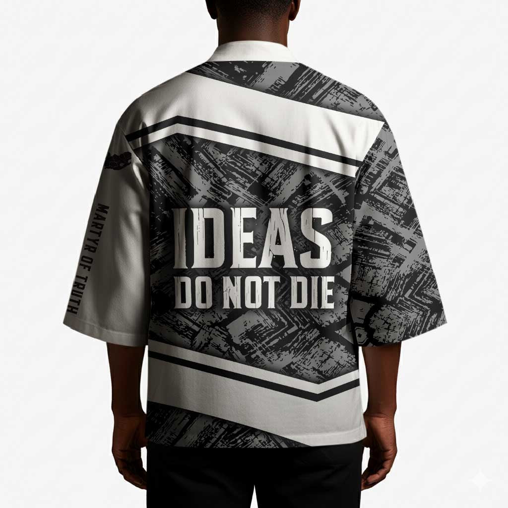 Steve Biko Kimono with Monochrome Portrait, Ideas Do Not Die Quote - African Pride