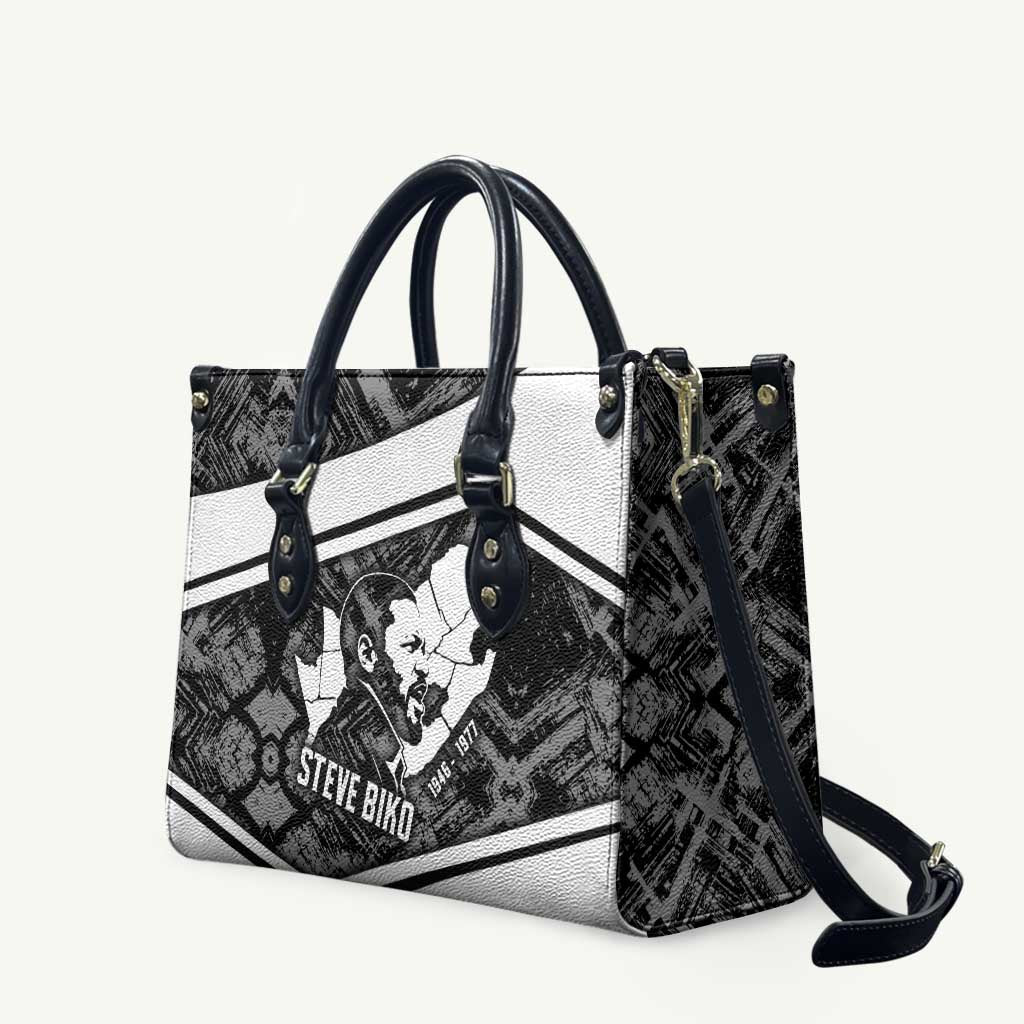Steve Biko Leather Bag with Monochrome Portrait, Ideas Do Not Die Quote - African Pride