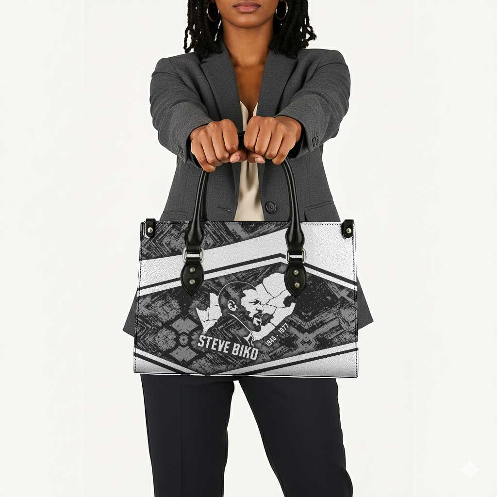 Steve Biko Leather Bag with Monochrome Portrait, Ideas Do Not Die Quote - African Pride