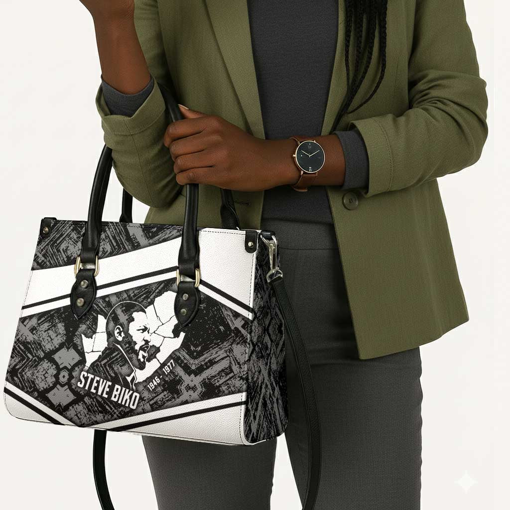 Steve Biko Leather Bag with Monochrome Portrait, Ideas Do Not Die Quote - African Pride