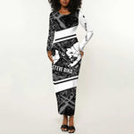 Steve Biko Long Sleeve Bodycon Dress with Monochrome Portrait, Ideas Do Not Die Quote - African Pride
