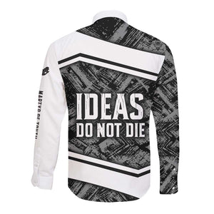 Steve Biko Long Sleeve Button Shirt with Monochrome Portrait, Ideas Do Not Die Quote - African Pride