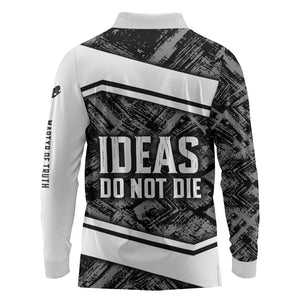 Steve Biko Long Sleeve Polo Shirt with Monochrome Portrait, Ideas Do Not Die Quote - African Pride
