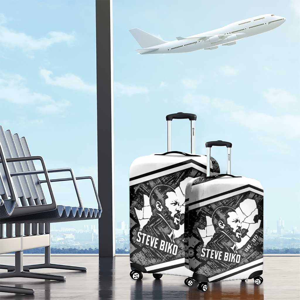 Steve Biko Luggage Cover with Monochrome Portrait, Ideas Do Not Die Quote - African Pride