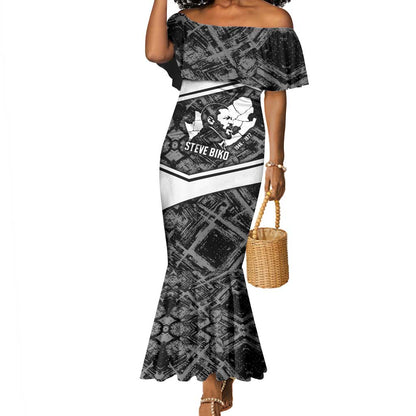Steve Biko Mermaid Dress with Monochrome Portrait, Ideas Do Not Die Quote - African Pride