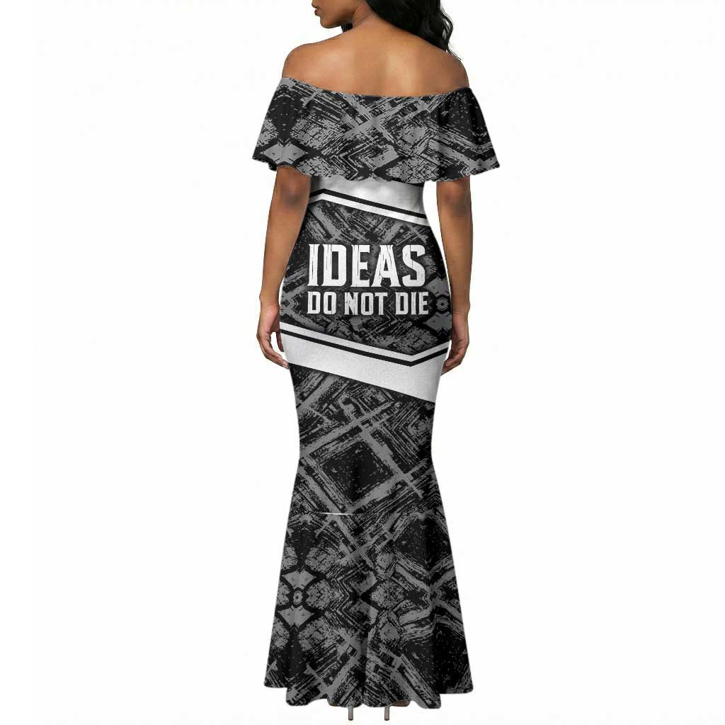 Steve Biko Mermaid Dress with Monochrome Portrait, Ideas Do Not Die Quote - African Pride