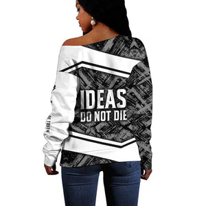 Steve Biko Off Shoulder Sweater with Monochrome Portrait, Ideas Do Not Die Quote - African Pride