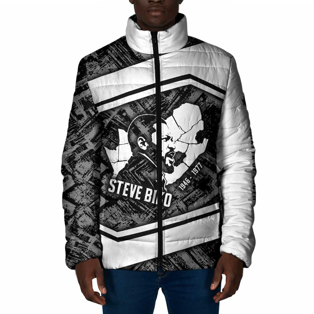 Steve Biko Padded Jacket with Monochrome Portrait, Ideas Do Not Die Quote - African Pride