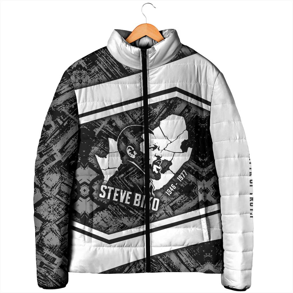 Steve Biko Padded Jacket with Monochrome Portrait, Ideas Do Not Die Quote - African Pride