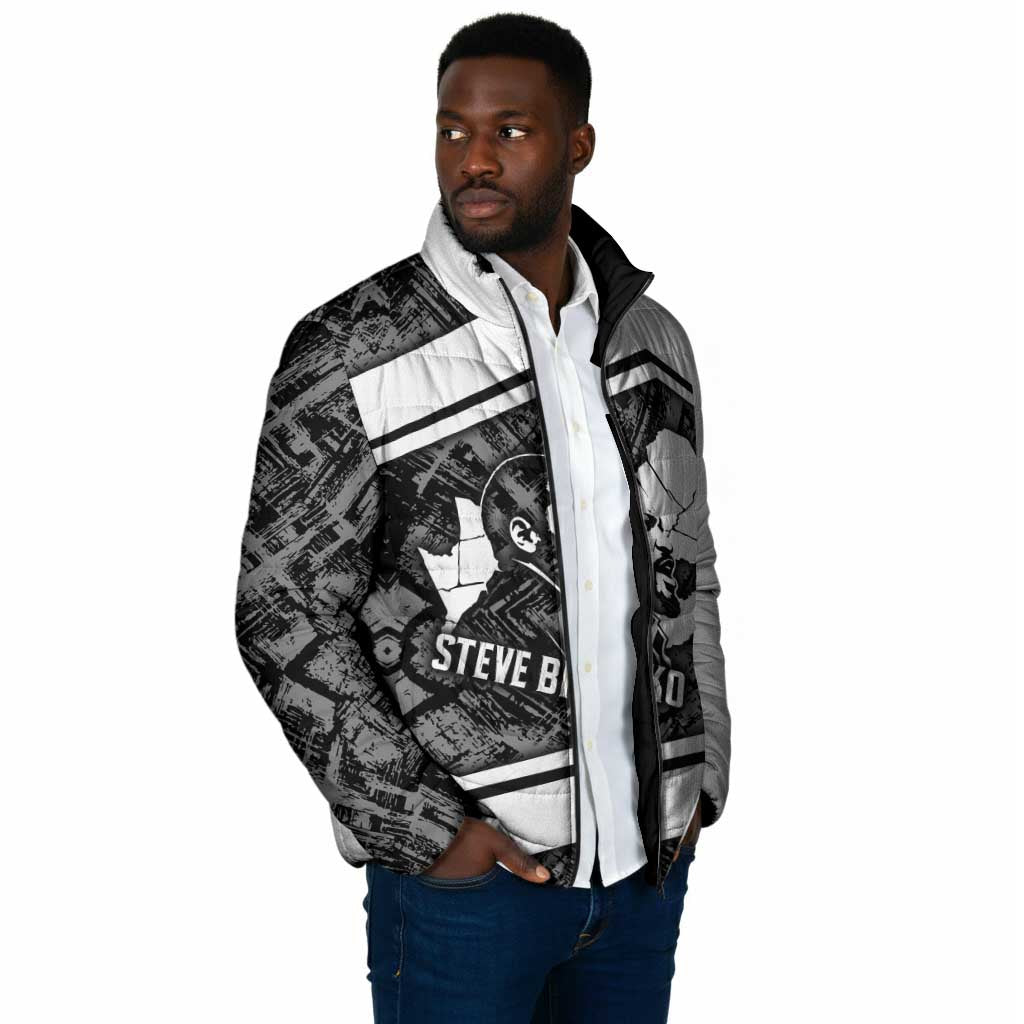 Steve Biko Padded Jacket with Monochrome Portrait, Ideas Do Not Die Quote - African Pride
