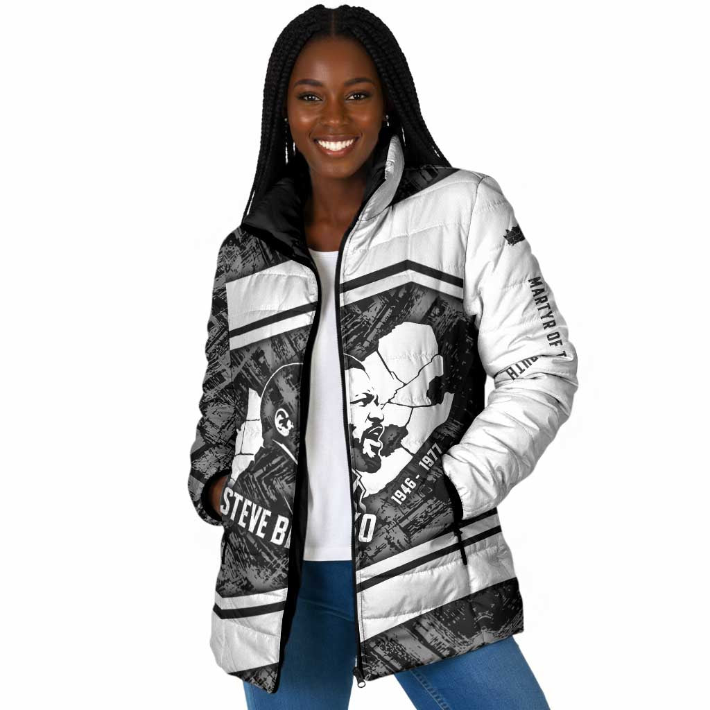 Steve Biko Padded Jacket with Monochrome Portrait, Ideas Do Not Die Quote - African Pride