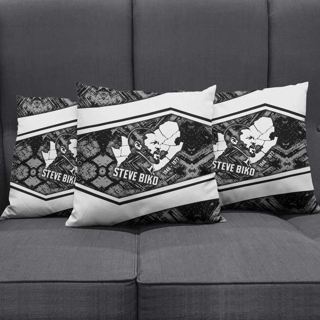 Steve Biko Pillow Cover with Monochrome Portrait, Ideas Do Not Die Quote - African Pride