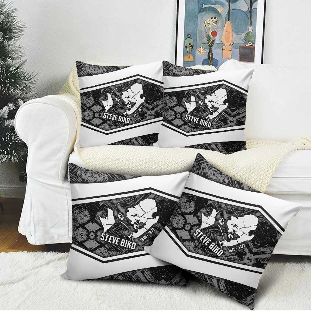 Steve Biko Pillow Cover with Monochrome Portrait, Ideas Do Not Die Quote - African Pride