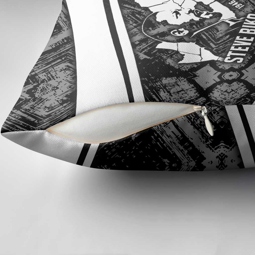Steve Biko Pillow Cover with Monochrome Portrait, Ideas Do Not Die Quote - African Pride