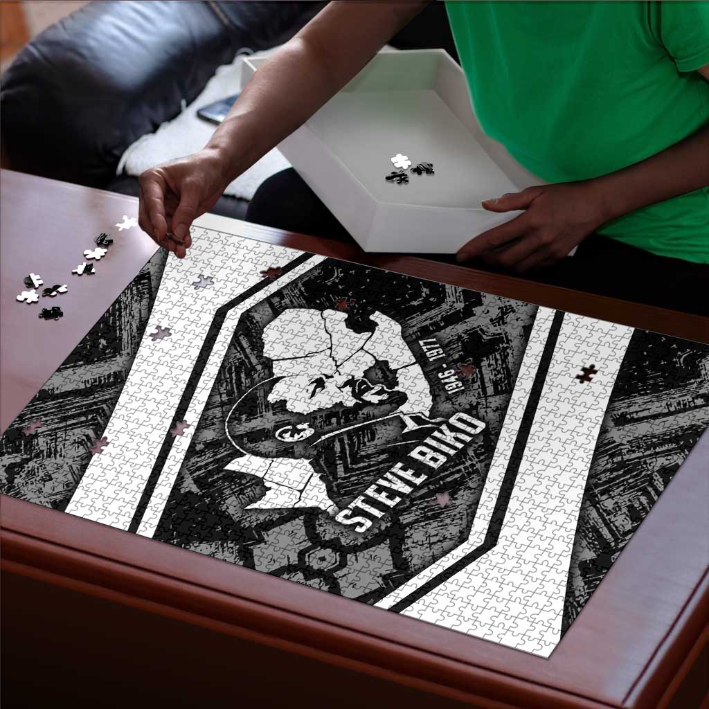 Steve Biko Puzzle with Monochrome Portrait, Ideas Do Not Die Quote - African Pride