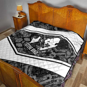 Steve Biko Quilt with Monochrome Portrait, Ideas Do Not Die Quote - African Pride