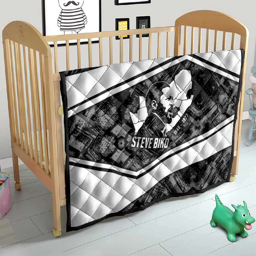 Steve Biko Quilt with Monochrome Portrait, Ideas Do Not Die Quote - African Pride