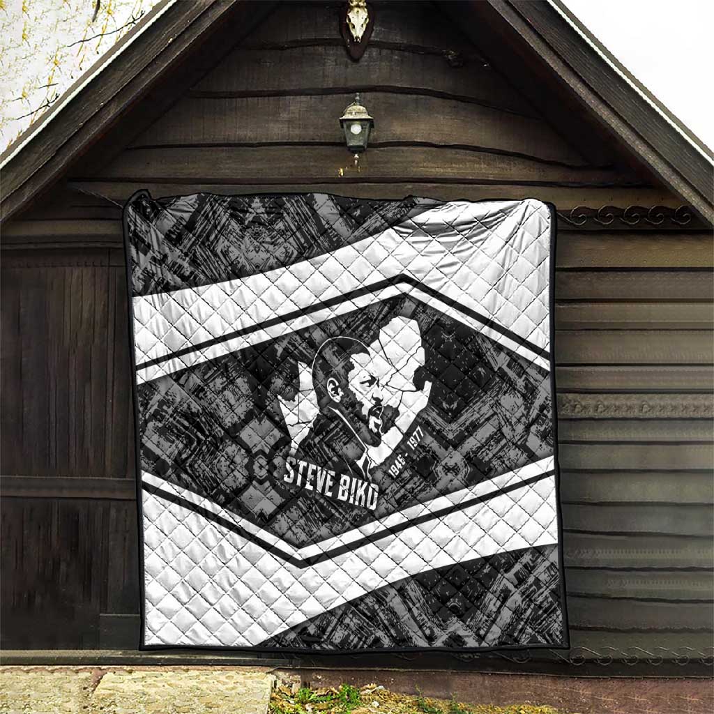 Steve Biko Quilt with Monochrome Portrait, Ideas Do Not Die Quote - African Pride