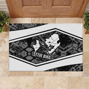 Steve Biko Rubber Doormat with Monochrome Portrait, Ideas Do Not Die Quote - African Pride