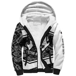 Steve Biko Sherpa Hoodie with Monochrome Portrait, Ideas Do Not Die Quote - African Pride