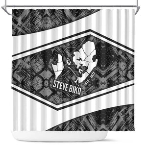 Steve Biko Shower Curtain with Monochrome Portrait, Ideas Do Not Die Quote - African Pride
