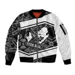 Steve Biko Sleeve Zip Bomber Jacket with Monochrome Portrait, Ideas Do Not Die Quote - African Pride