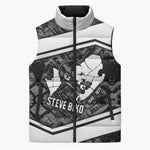 Steve Biko Sleeveless Puffer Jacket with Monochrome Portrait, Ideas Do Not Die Quote - African Pride