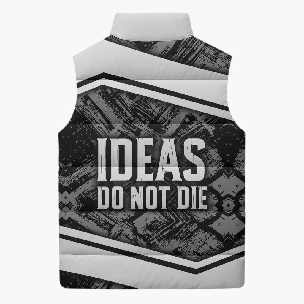 Steve Biko Sleeveless Puffer Jacket with Monochrome Portrait, Ideas Do Not Die Quote - African Pride