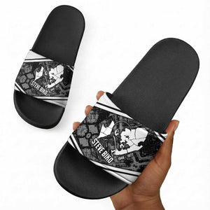Steve Biko Slide Sandals with Monochrome Portrait, Ideas Do Not Die Quote - African Pride