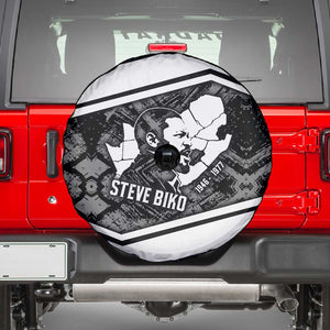 Steve Biko Spare Tire Cover with Monochrome Portrait, Ideas Do Not Die Quote - African Pride