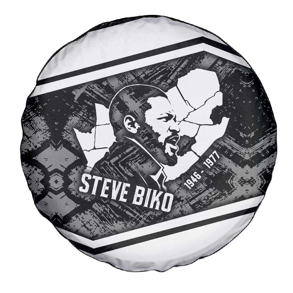 Steve Biko Spare Tire Cover with Monochrome Portrait, Ideas Do Not Die Quote - African Pride