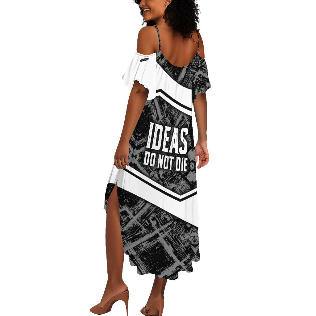 Steve Biko Summer Maxi Dress with Monochrome Portrait, Ideas Do Not Die Quote - African Pride