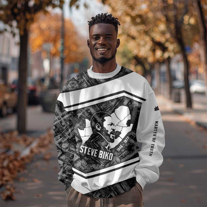 Steve Biko Sweatshirt with Monochrome Portrait, Ideas Do Not Die Quote - African Pride