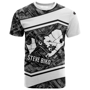 Steve Biko T shirt with Monochrome Portrait, Ideas Do Not Die Quote - African Pride