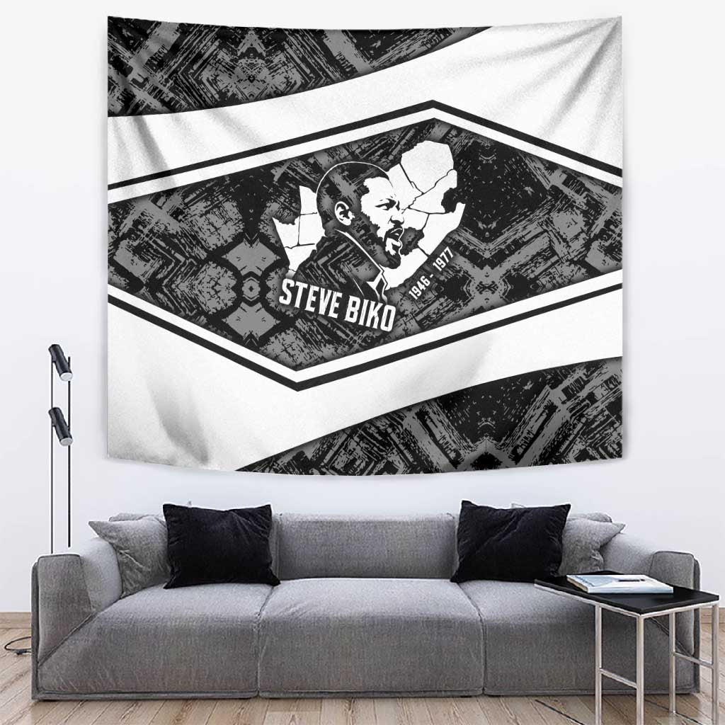Steve Biko Tapestry with Monochrome Portrait, Ideas Do Not Die Quote - African Pride