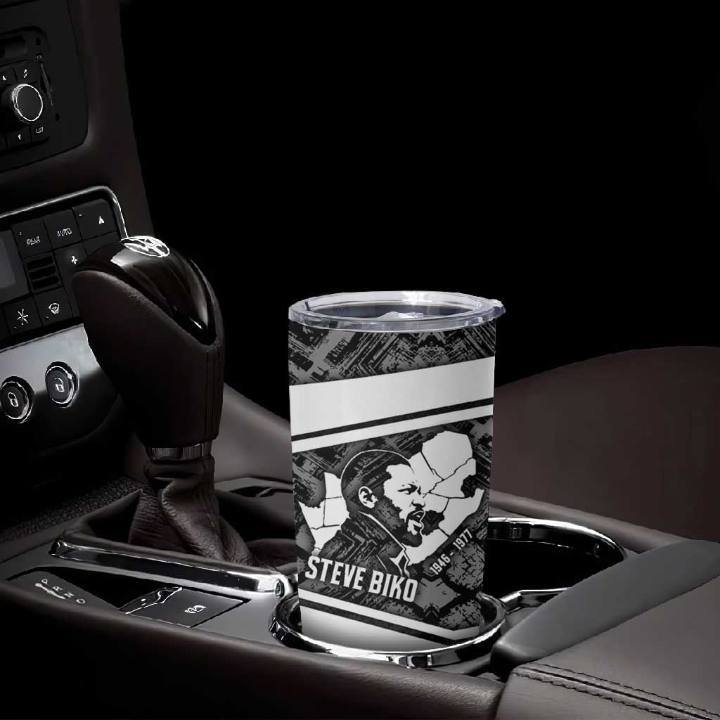 Steve Biko Tumbler Cup with Monochrome Portrait, Ideas Do Not Die Quote - African Pride