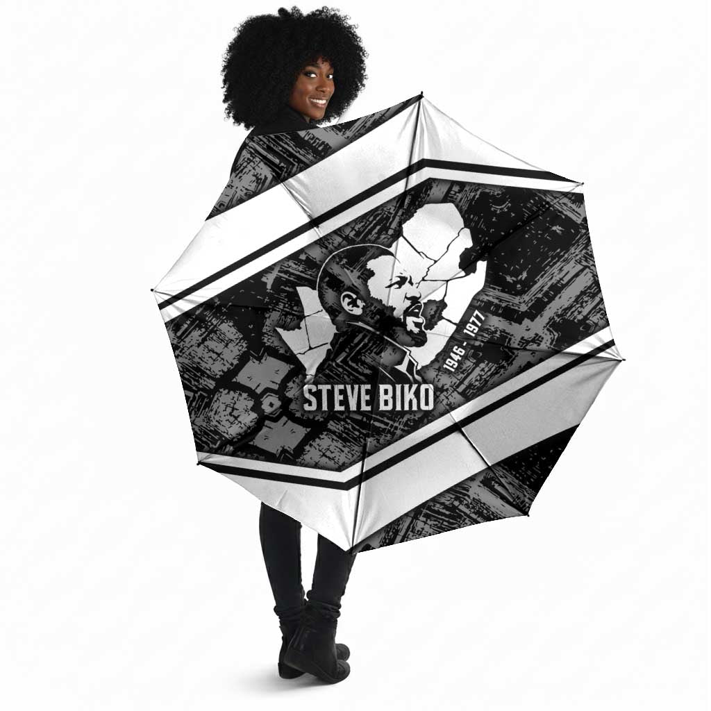 Steve Biko Umbrella with Monochrome Portrait, Ideas Do Not Die Quote - African Pride