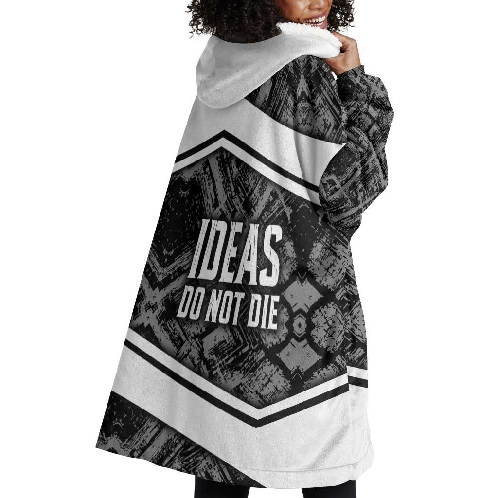 Steve Biko Wearable Blanket Hoodie with Monochrome Portrait, Ideas Do Not Die Quote - African Pride