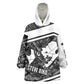 Steve Biko Wearable Blanket Hoodie with Monochrome Portrait, Ideas Do Not Die Quote - African Pride