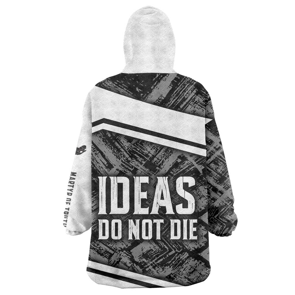 Steve Biko Wearable Blanket Hoodie with Monochrome Portrait, Ideas Do Not Die Quote - African Pride