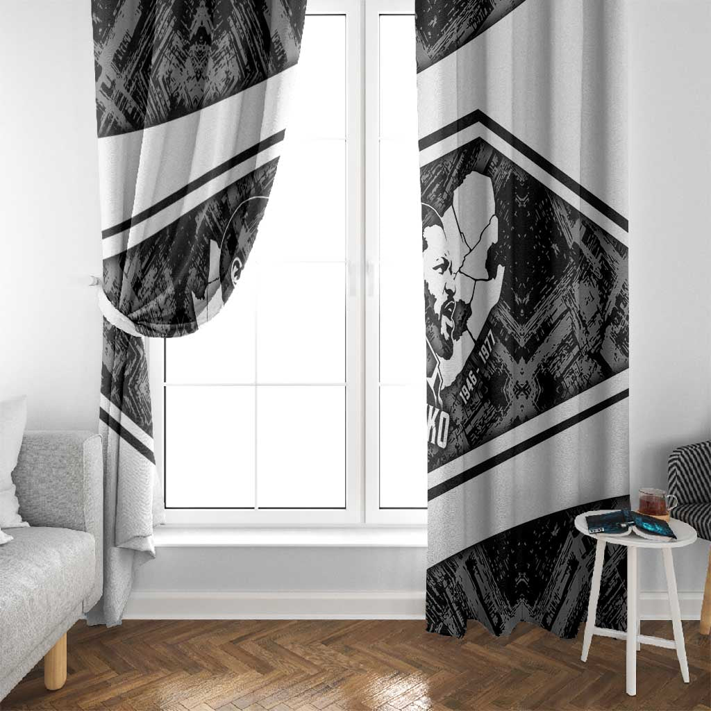 Steve Biko Window Curtain with Monochrome Portrait, Ideas Do Not Die Quote - African Pride