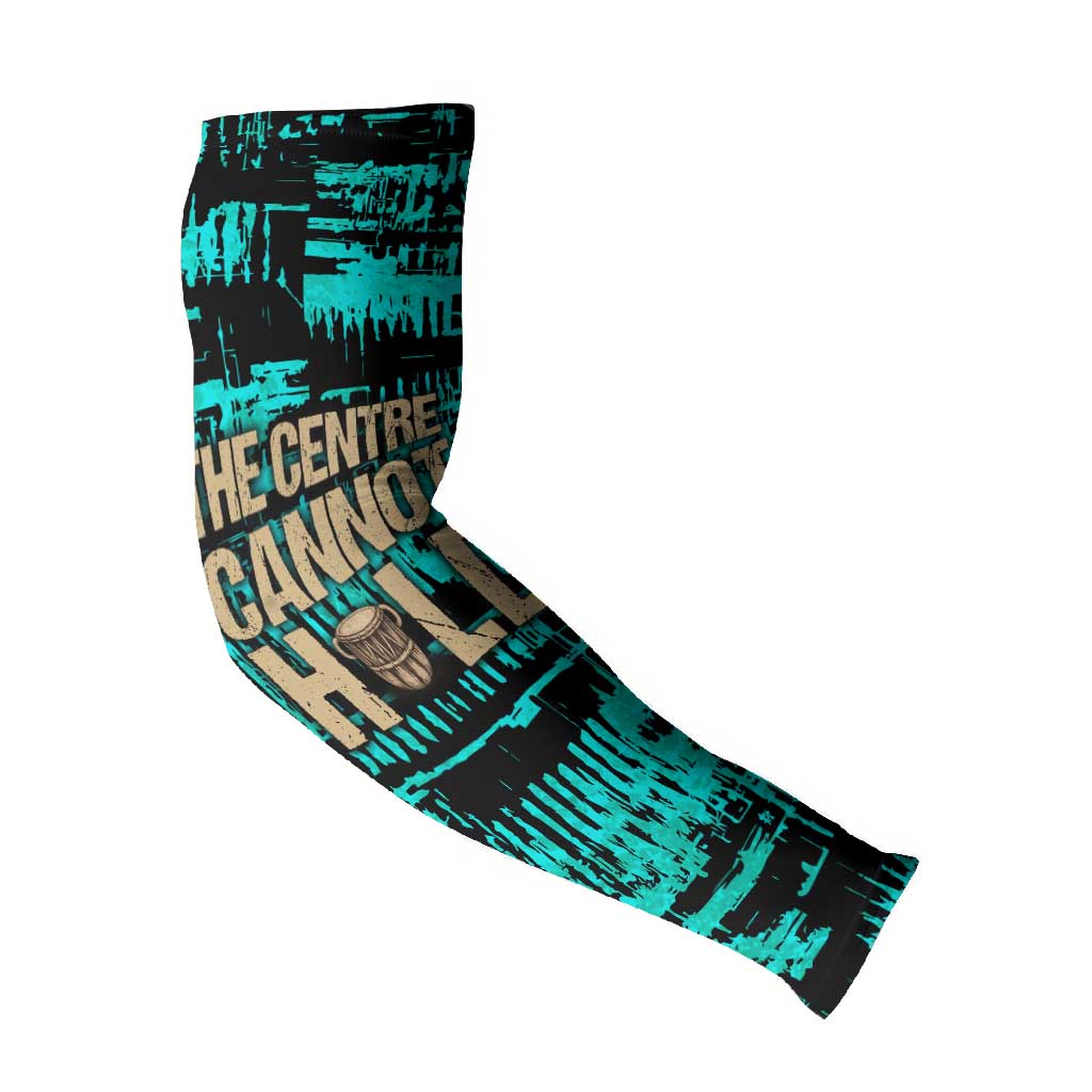 Chinua Achebe Arm Sleeves with Tribal Mask Design, Things Fall Apart Quote and Teal Abstract - African Pride