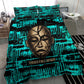 Chinua Achebe Bedding Set with Tribal Mask Design, Things Fall Apart Quote and Teal Abstract - African Pride